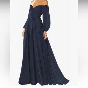 Long puffy sleeve off the shoulder dress